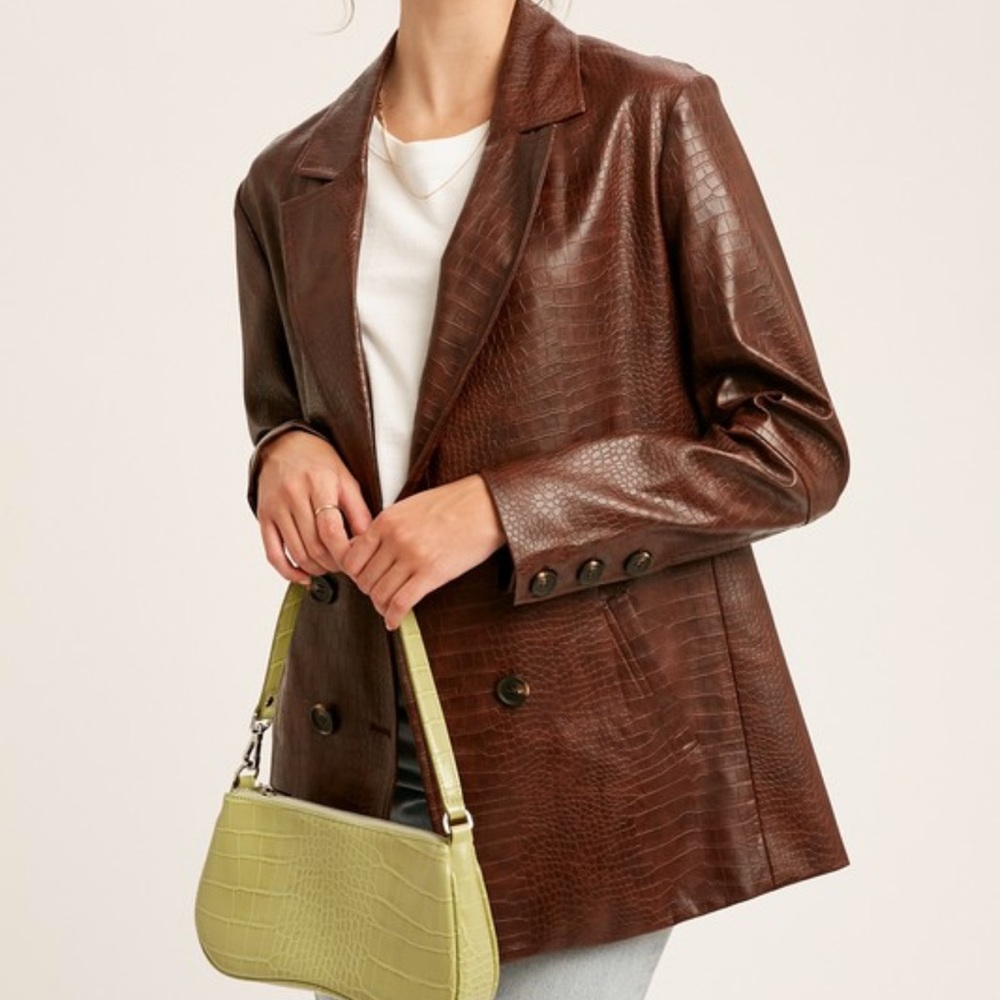 Beige Leather Blazer